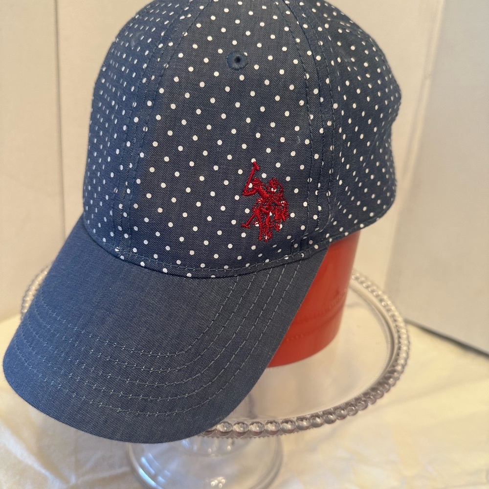 U.S. Polo Assn. Navy Polka Dot Cap with Red Accents